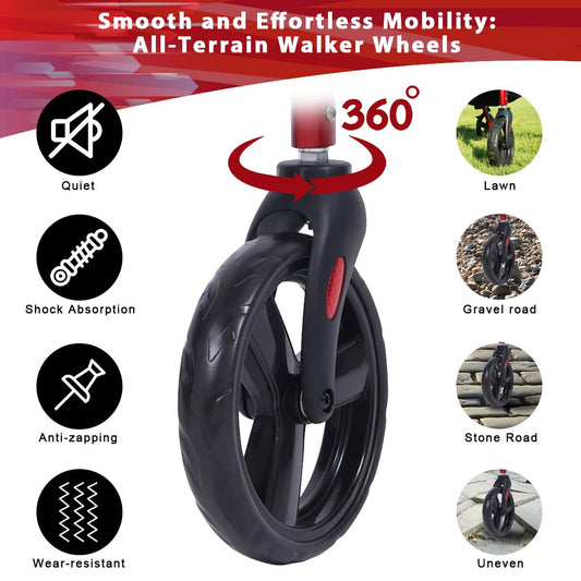 Walker for Seniors, Lightweight Rollator Walker with seat, Foldable Rolling Walker with 8 inch All Terrain Rubber Wheels, Ergonomic Adjustable Handles and Backrest for Seniors and Adult.