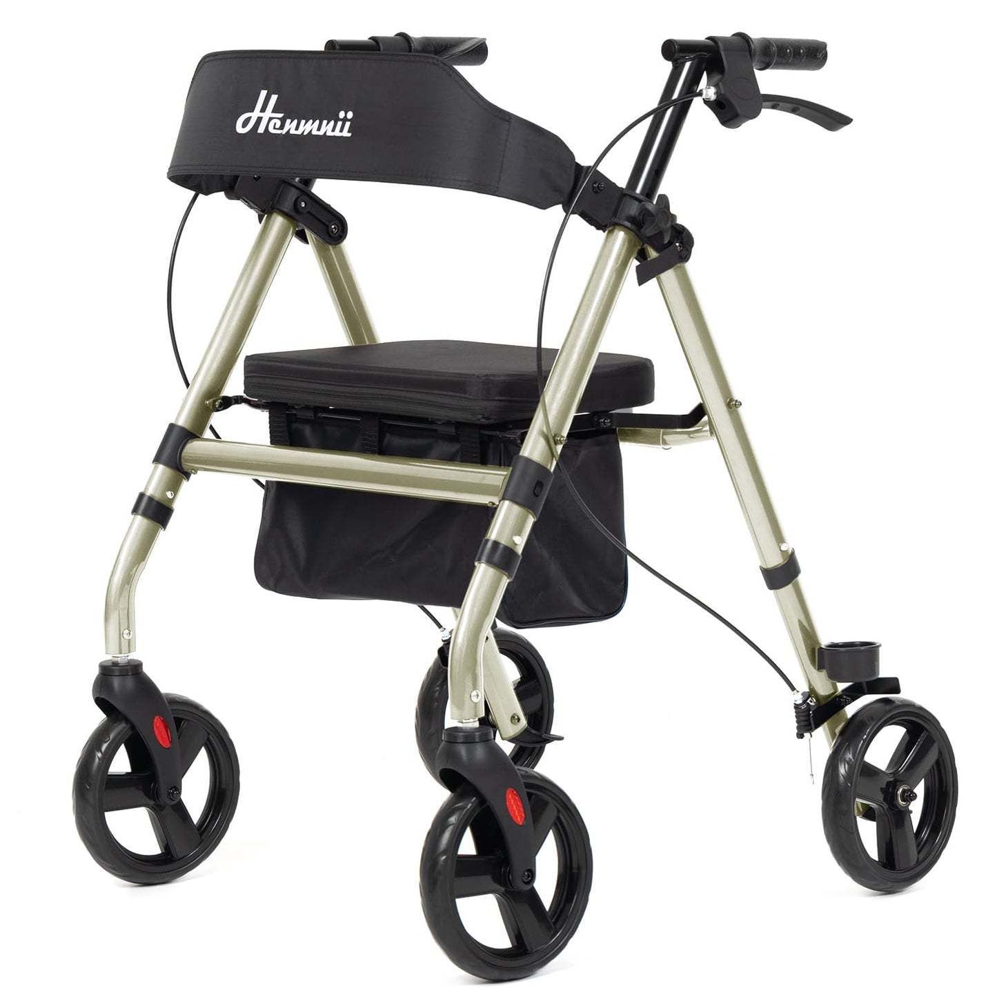 Walker for Seniors, Lightweight Rollator Walker with seat, Foldable Rolling Walker with 8 inch All Terrain Rubber Wheels, Ergonomic Adjustable Handles and Backrest for Seniors and Adult.